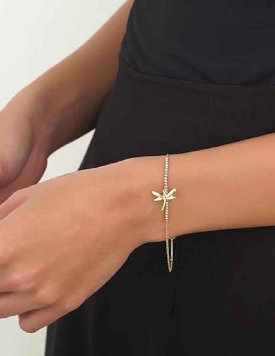 Pulsera de oro florentino 14 k con acabado brillante