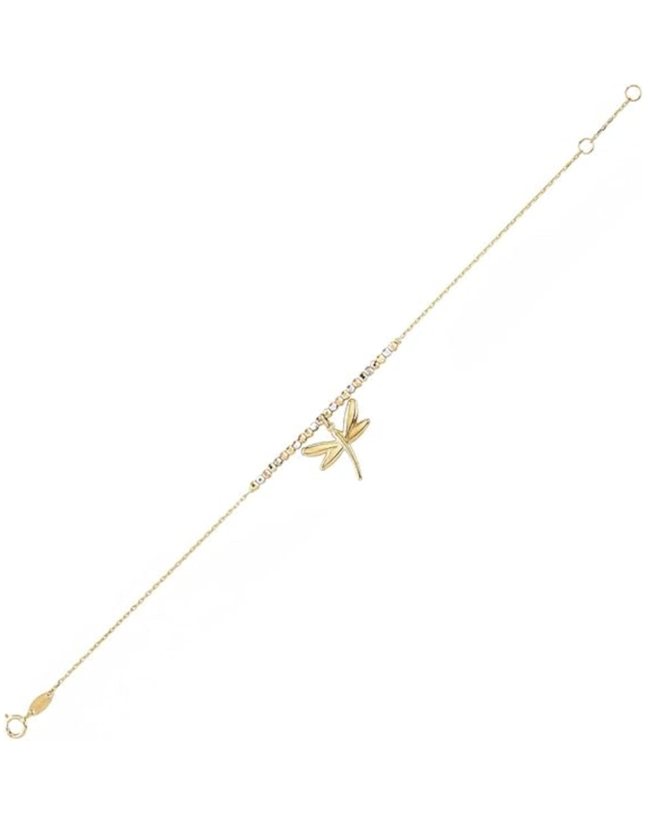 Pulsera de oro florentino 14 k con acabado brillante