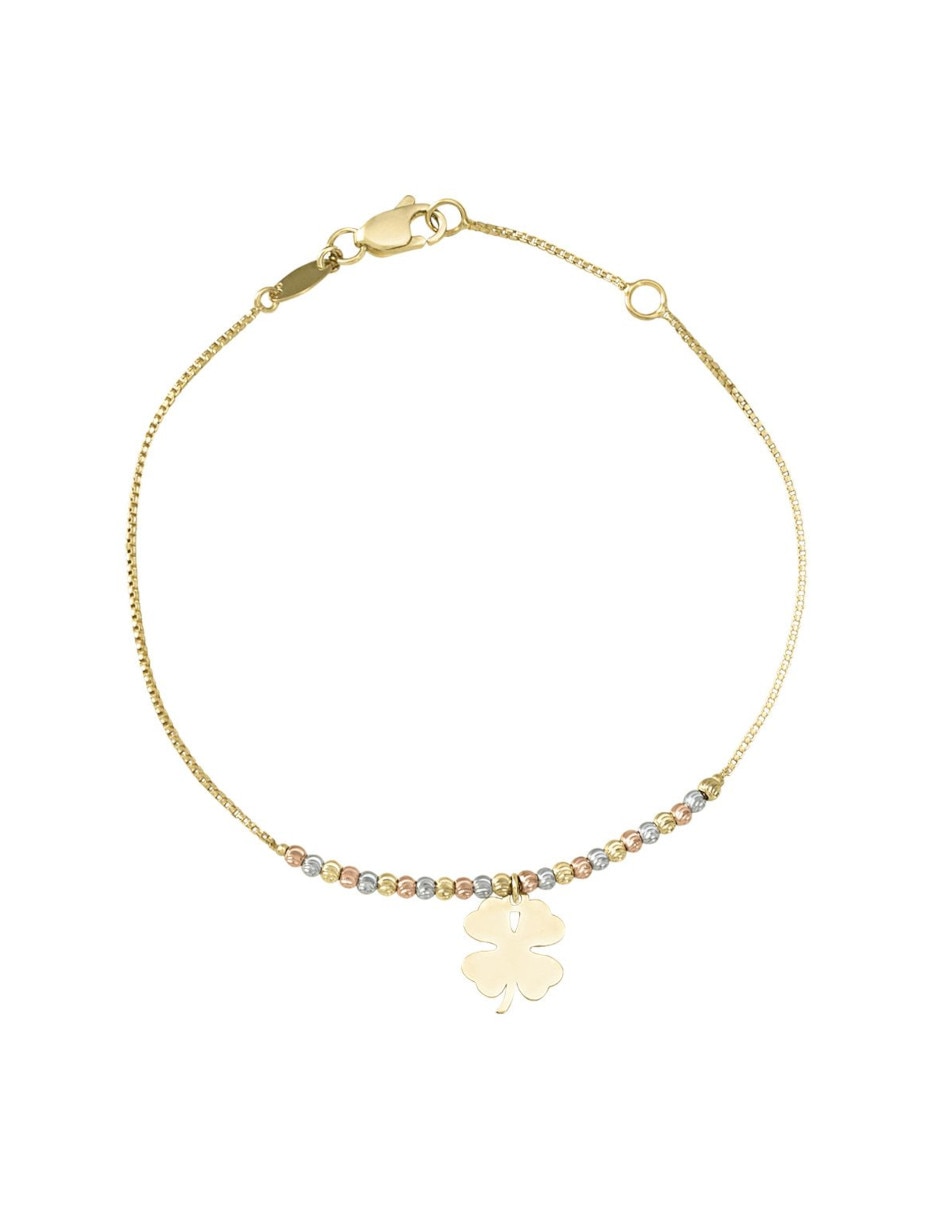 Pulsera de oro florentino 14 k con acabado brillante