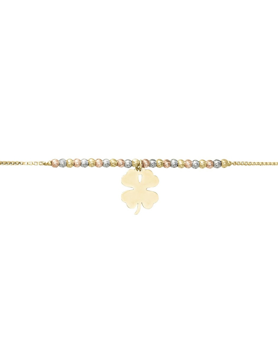 Pulsera de oro florentino 14 k con acabado brillante