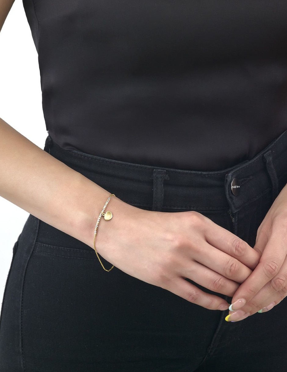 Pulsera de oro florentino 14 K con acabado brillante