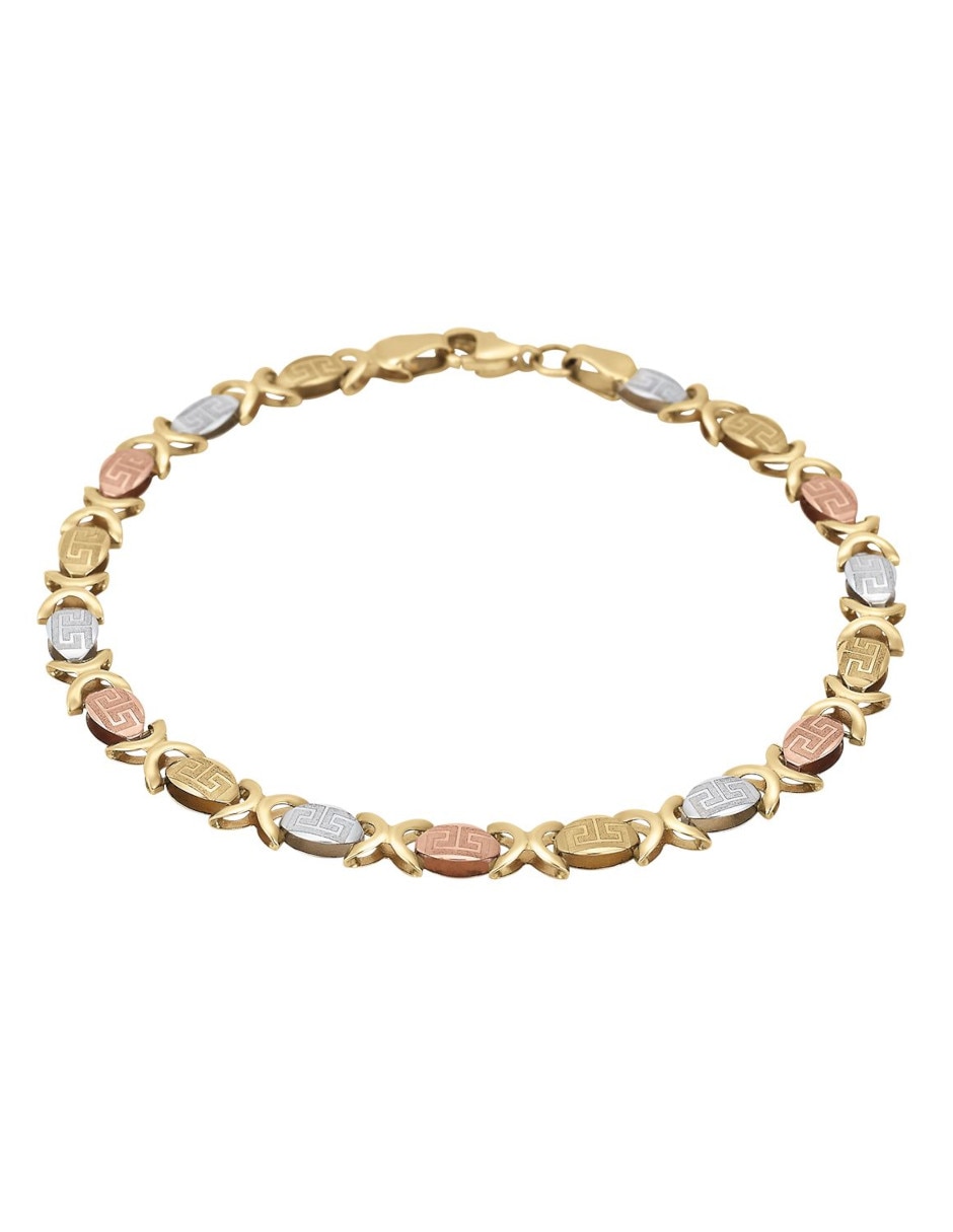 Pulsera de oro florentino 14 k con acabado brillante
