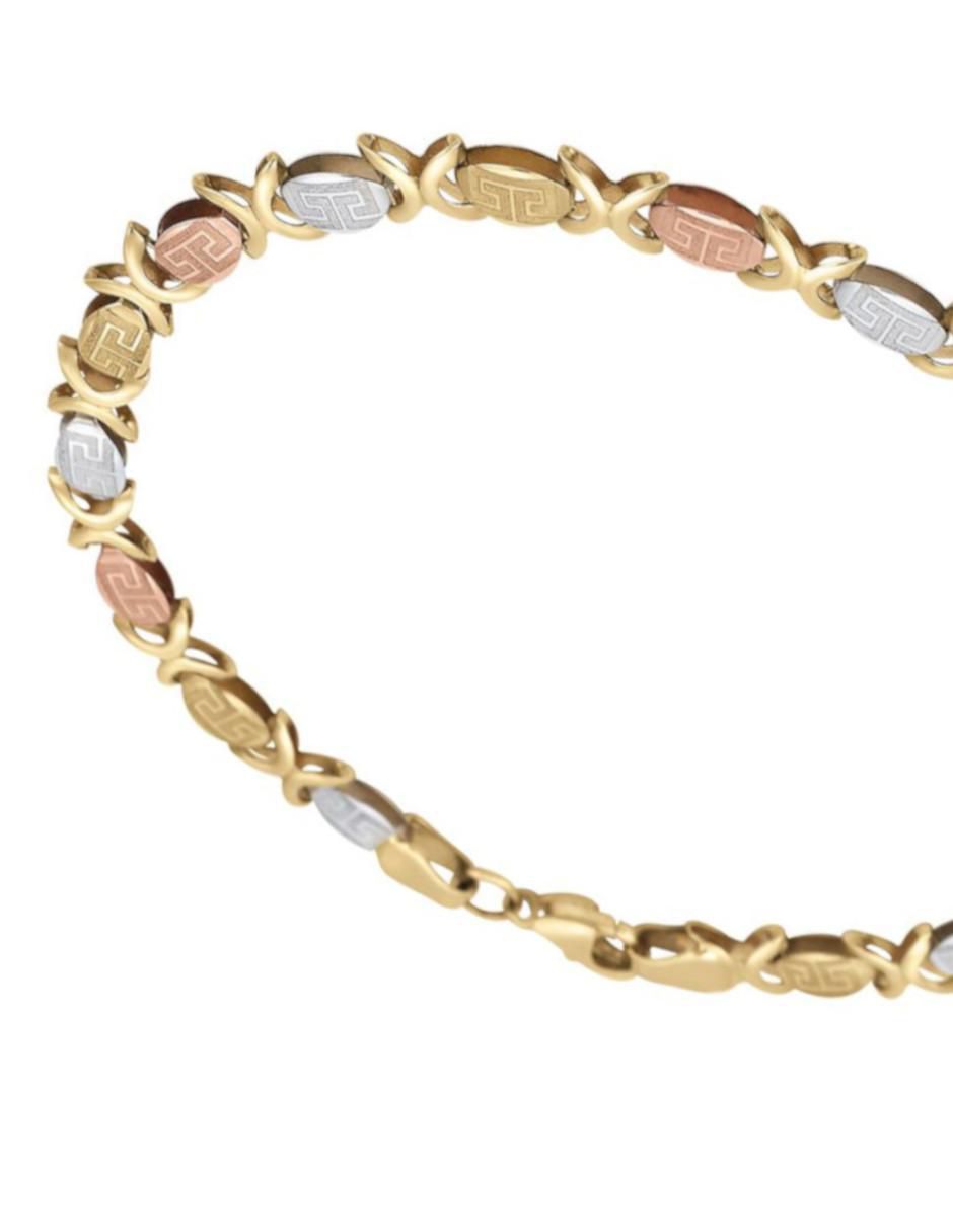 Pulsera de oro florentino 14 k con acabado brillante