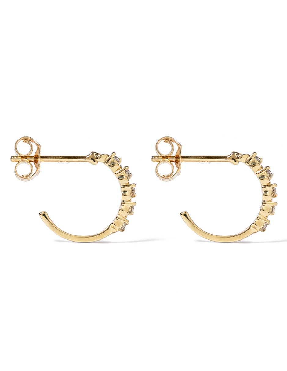 Aretes de círculo de oro 14 K con acabado brillante diamante 3