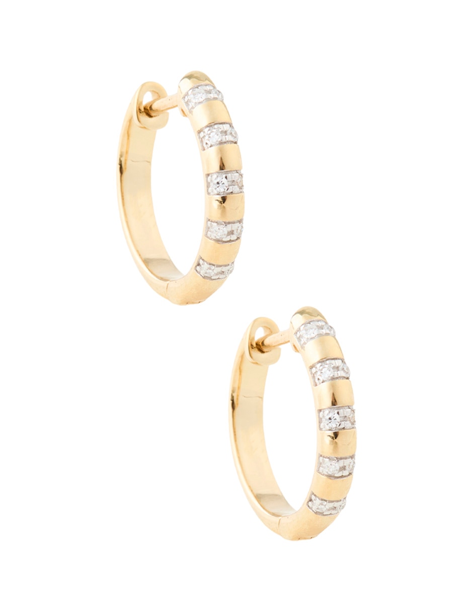 Aretes circulares de oro 14 K con acabado pulido diamante 2