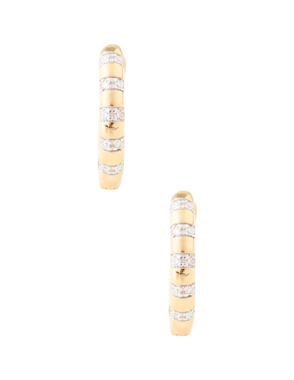 Aretes circulares de oro 14 K con acabado pulido diamante 3