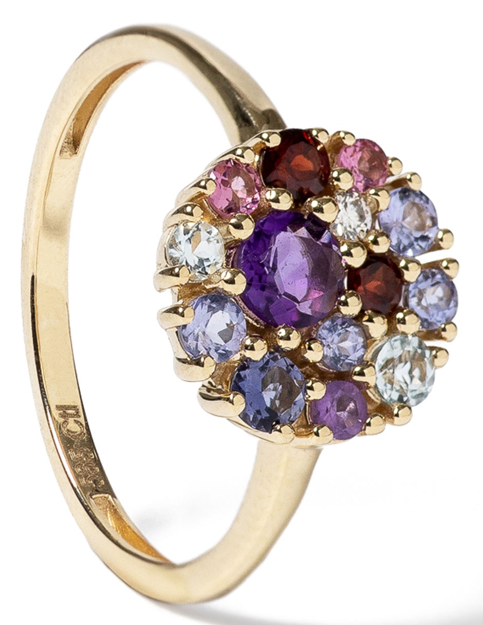 Anillo con gema Jayda 14 k de oro amarillo diamante brillante