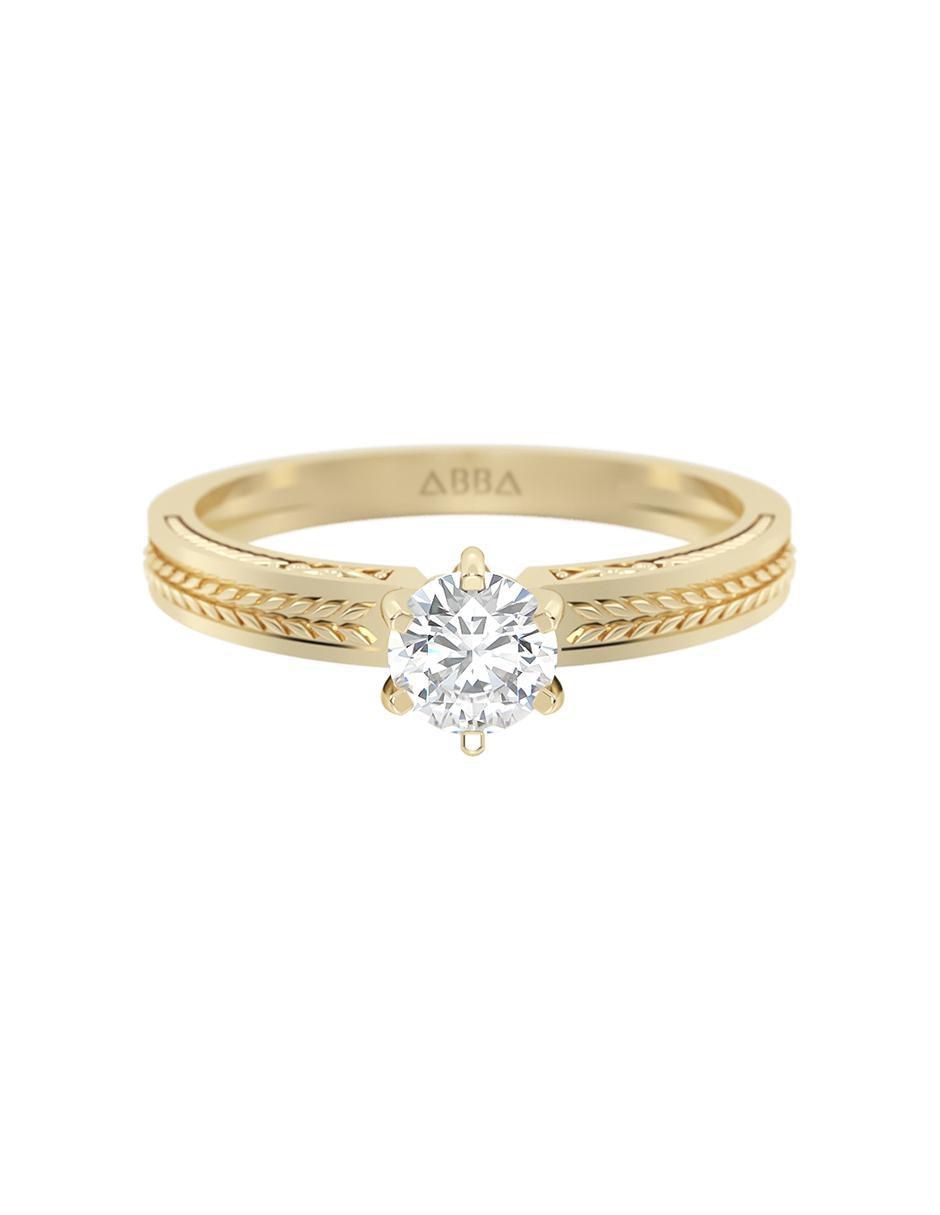 Anillo de compromiso de oro 10 k zirconia