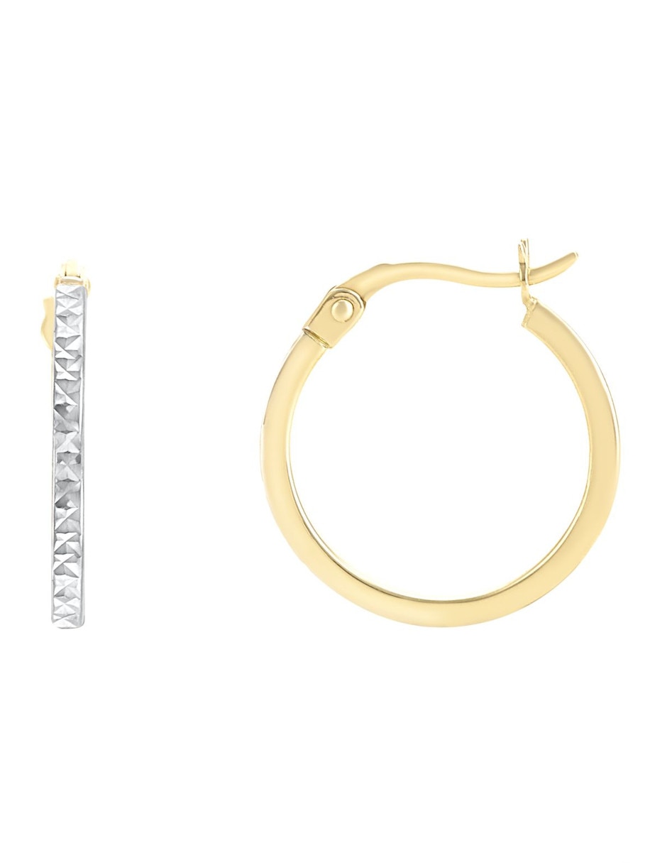 Arracadas de oro 14 K con acabado diamantado Arracadas de oro 14 K con acabado diamantado