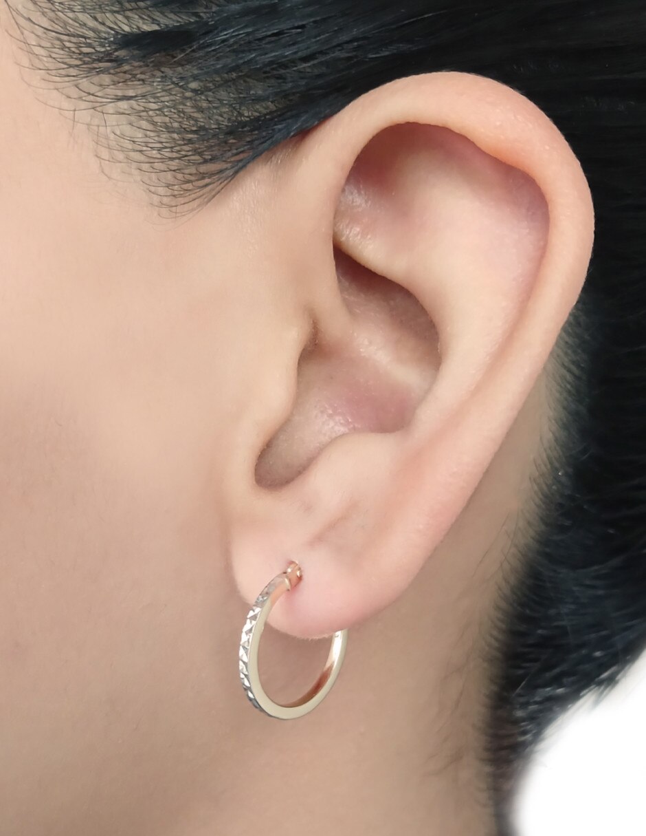 Arracadas de oro 14 K con acabado diamantado 2