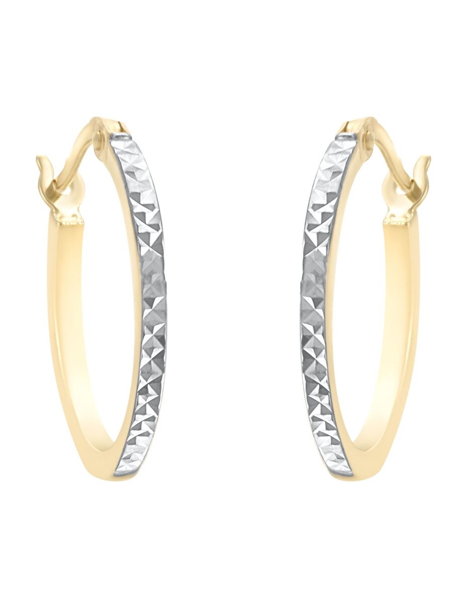 Arracadas de oro 14 K con acabado diamantado 3