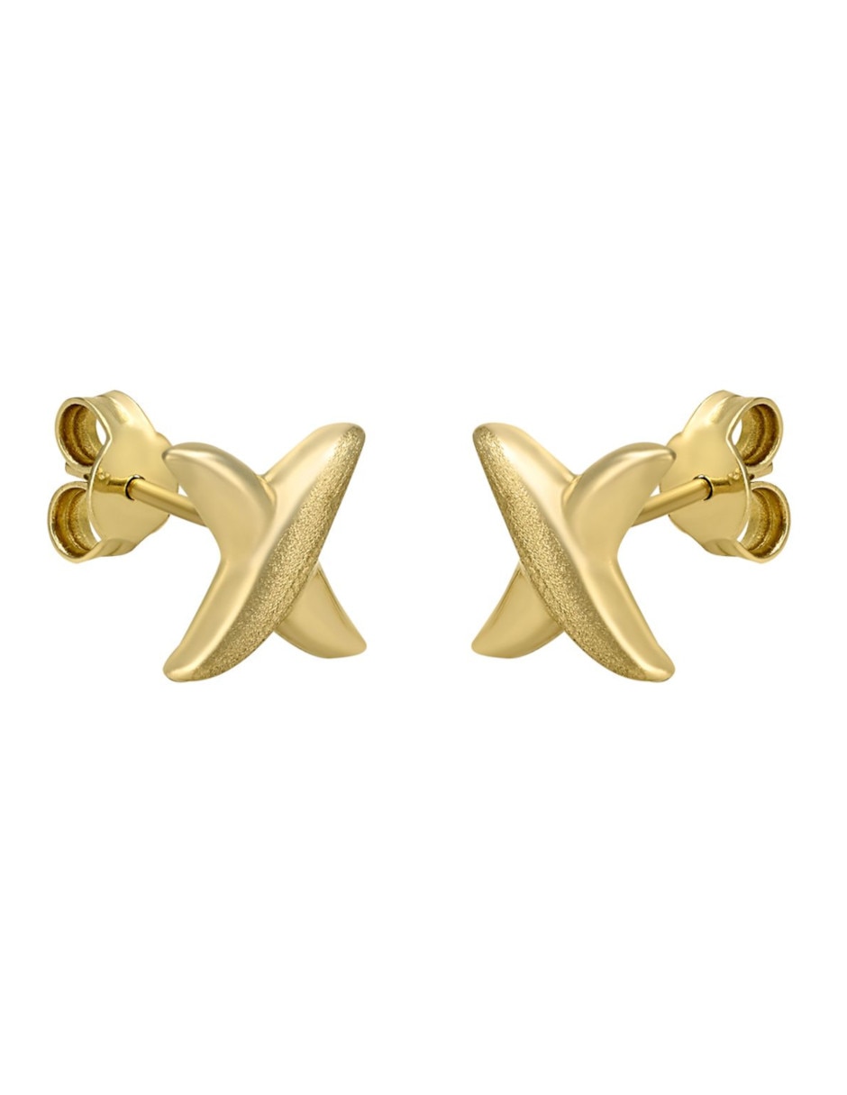 Broqueles de cruz de oro 14 K con acabado brillante Broqueles de cruz de oro 14 K con acabado brillante