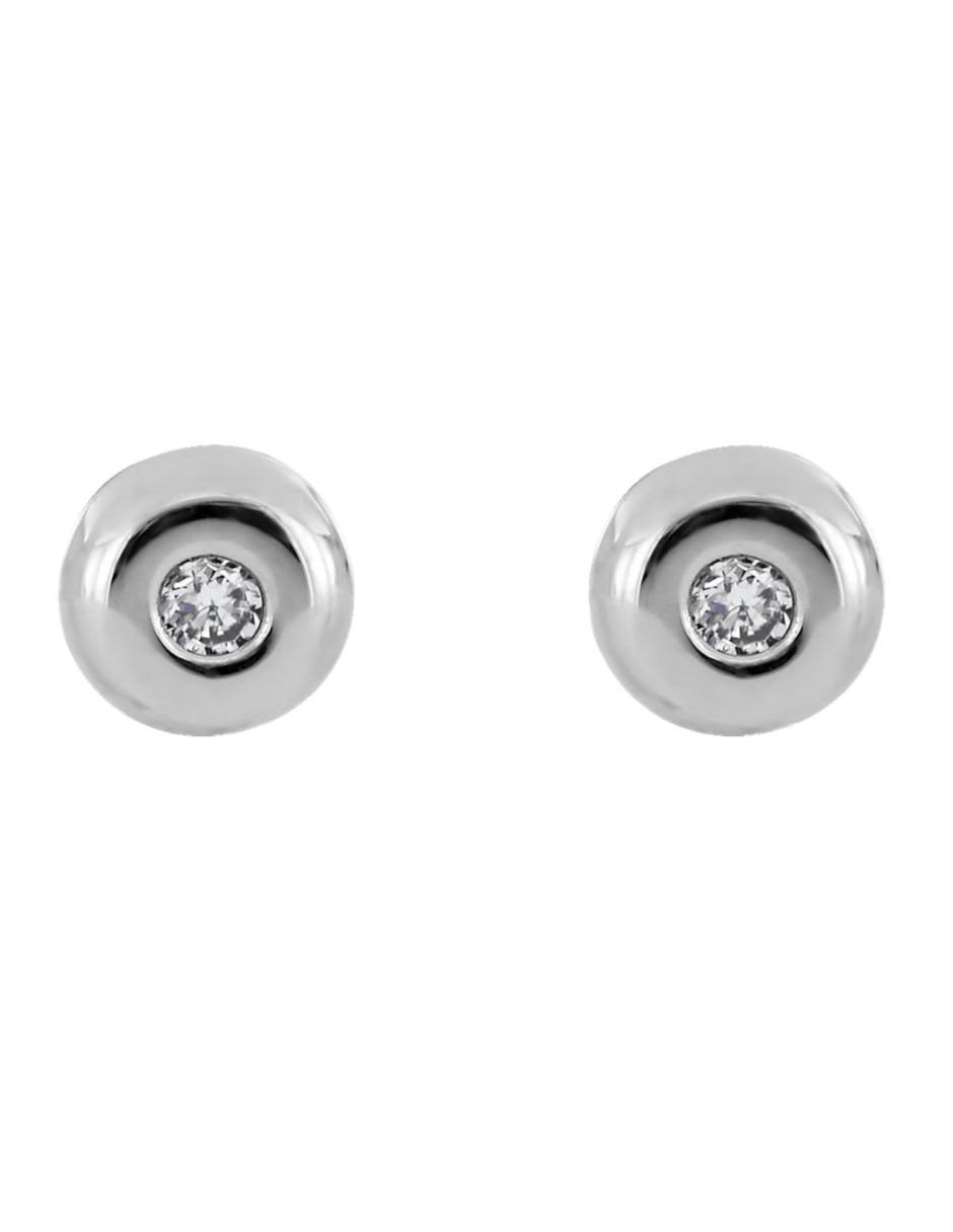 Broqueles circulares de oro blanco 14 K con acabado brillante diamante Broqueles circulares de oro blanco 14 K con acabado brillante diamante