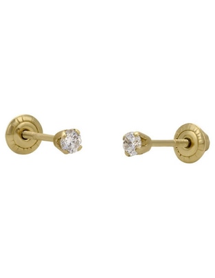 Broqueles circulares de oro 14 K con acabado brillante diamante