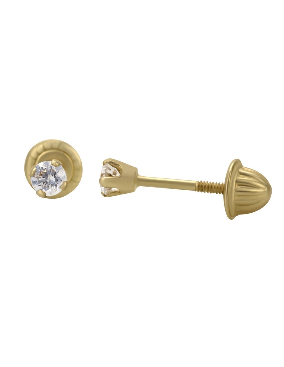 Broqueles circulares de oro 14 K con acabado brillante diamante 3