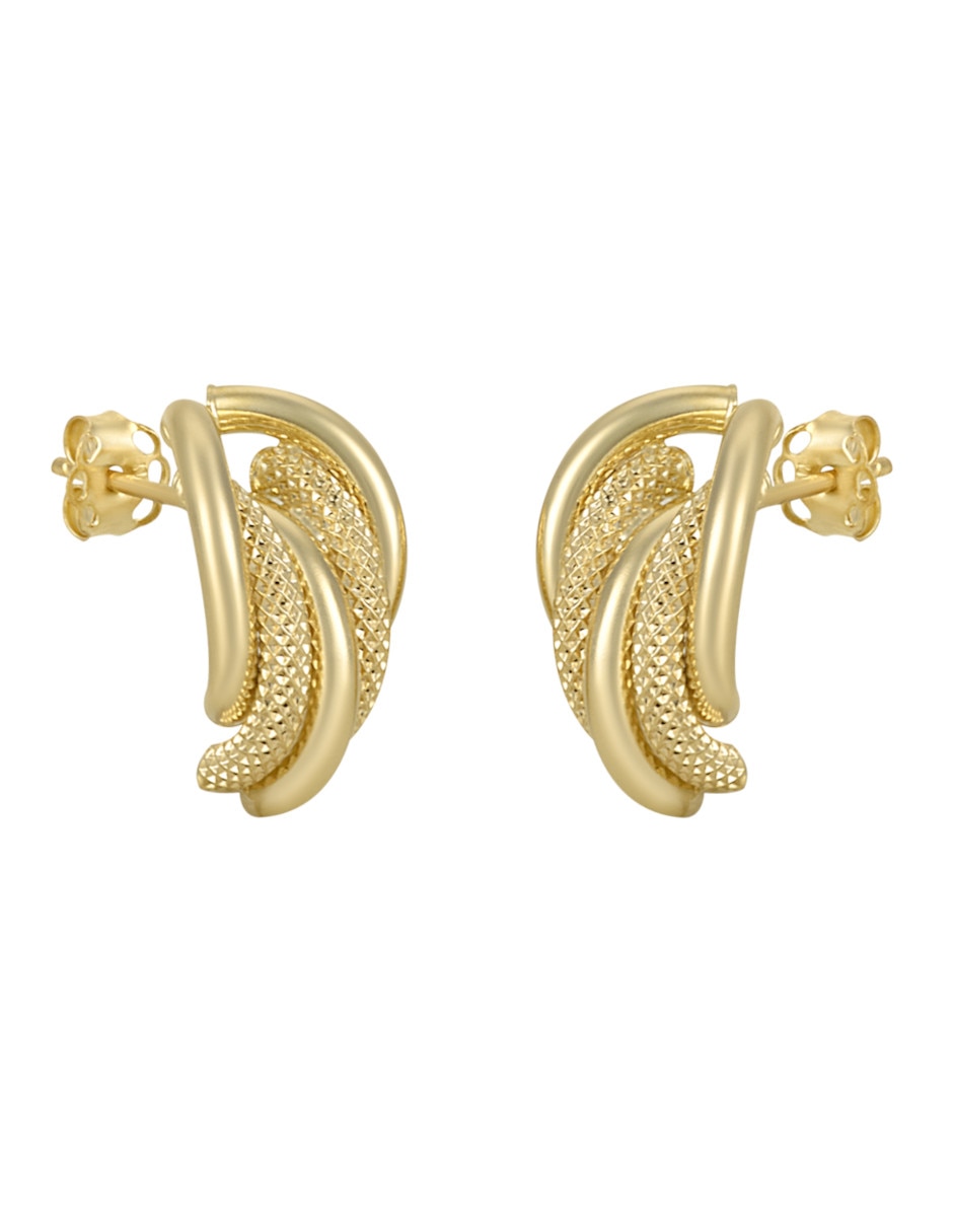Broqueles de nudo de oro 14 K con acabado brillante