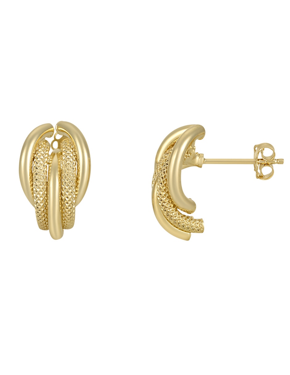 Broqueles de nudo de oro 14 K con acabado brillante 3