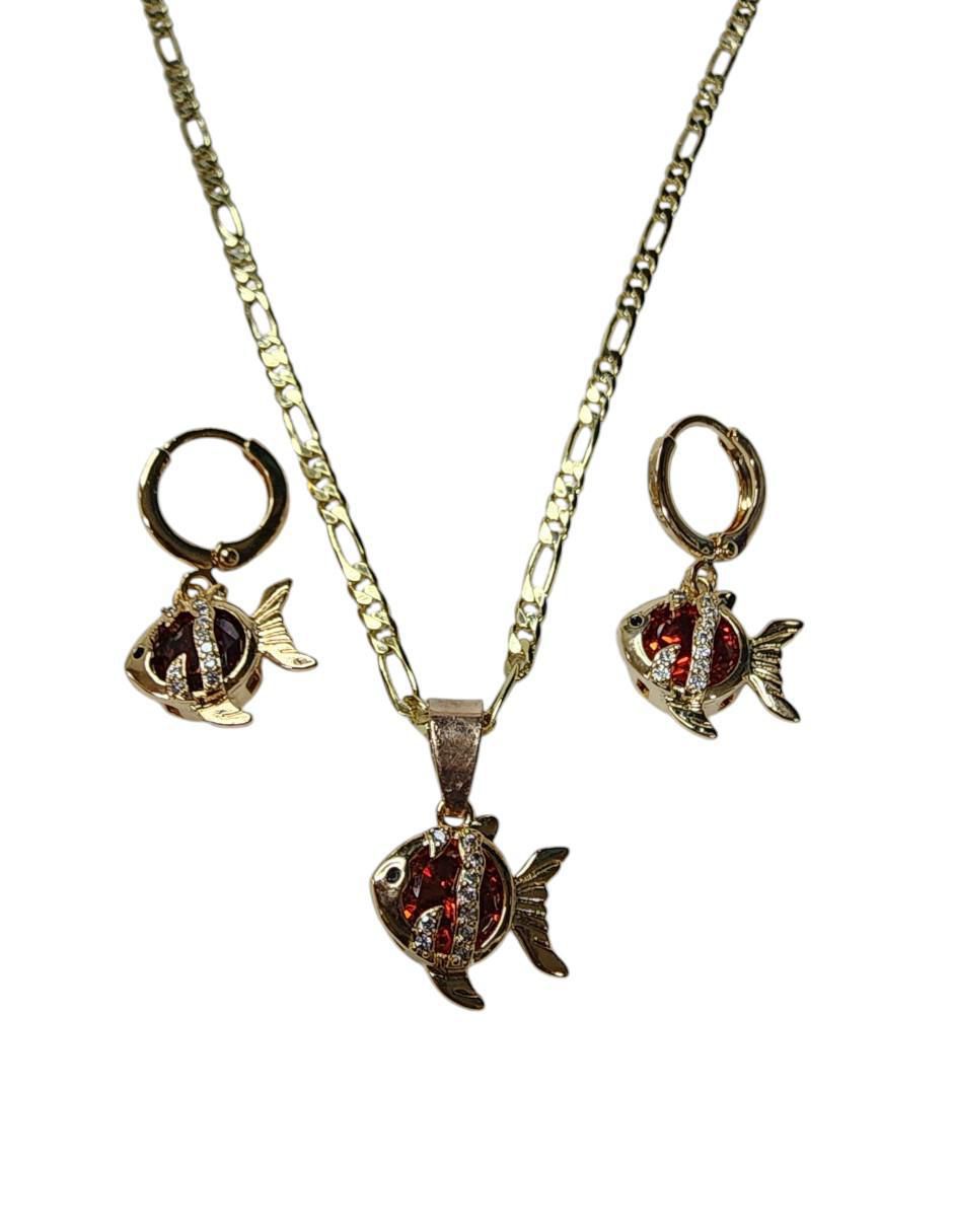 Aretes y collar de pez Limerence by Claudia Herrera Mar zirconia 5