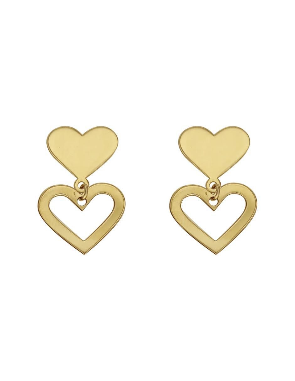Aretes de corazón de oro 14 K con acabado brillante
