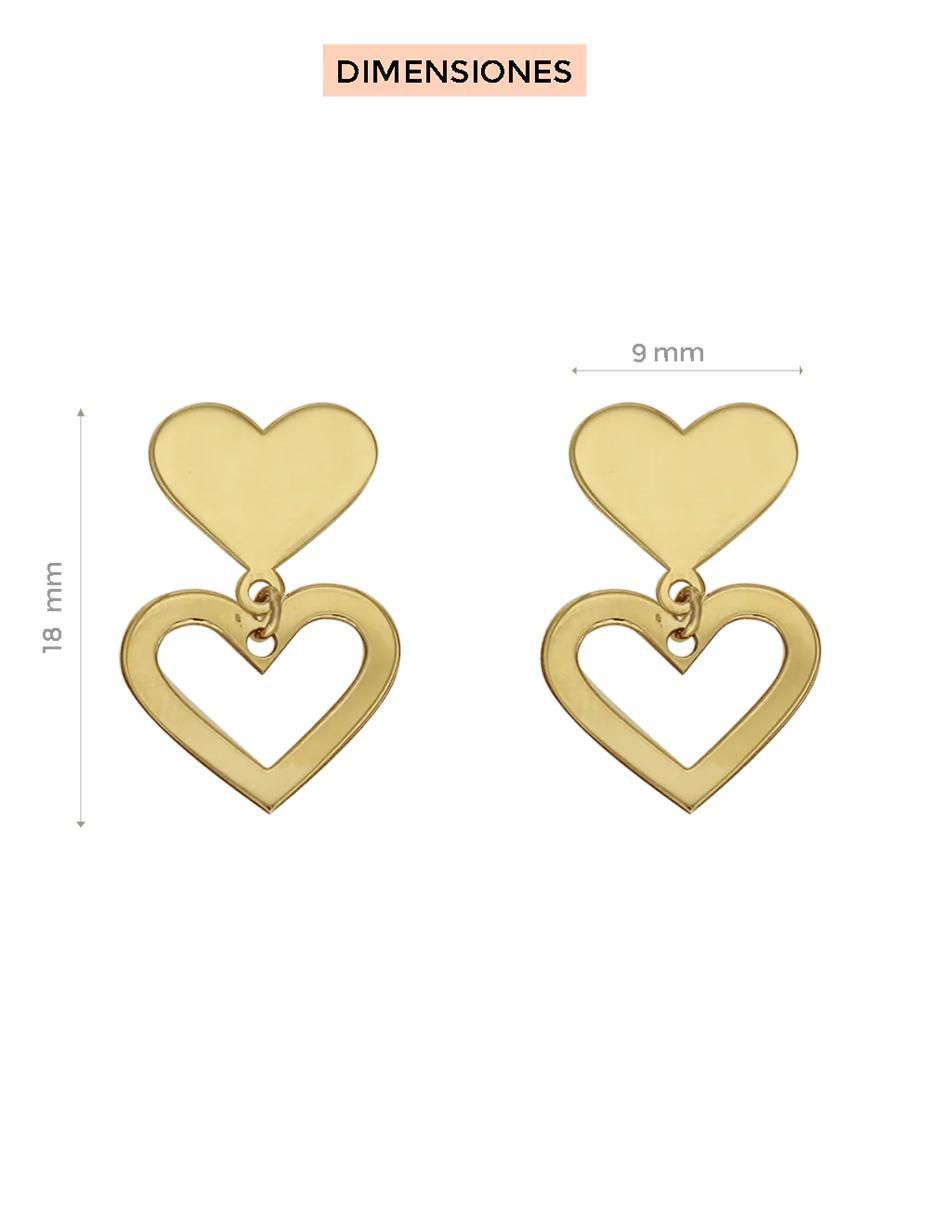 Aretes de corazón de oro 14 K con acabado brillante 2