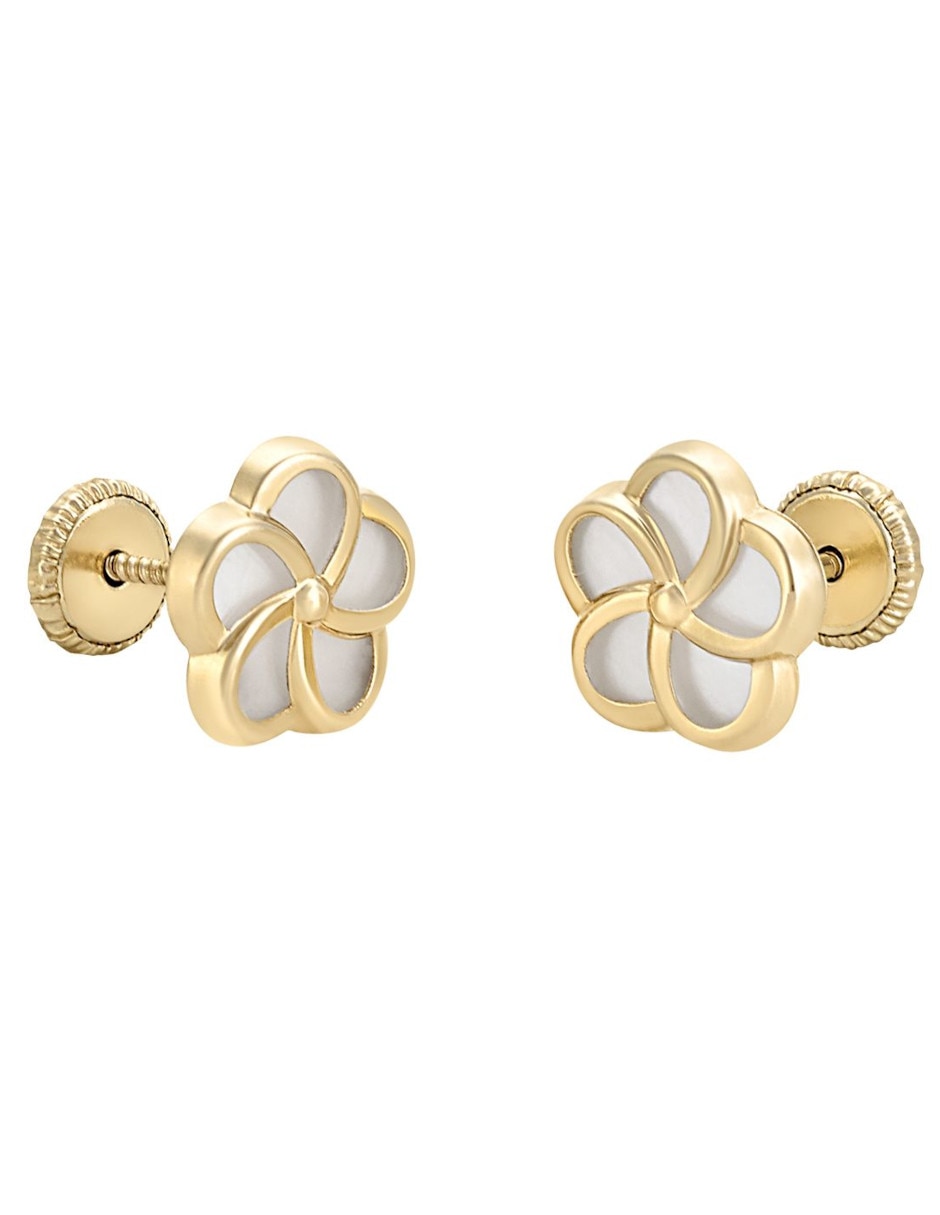 Broqueles de flor de oro 14 K Broqueles de flor de oro 14 K