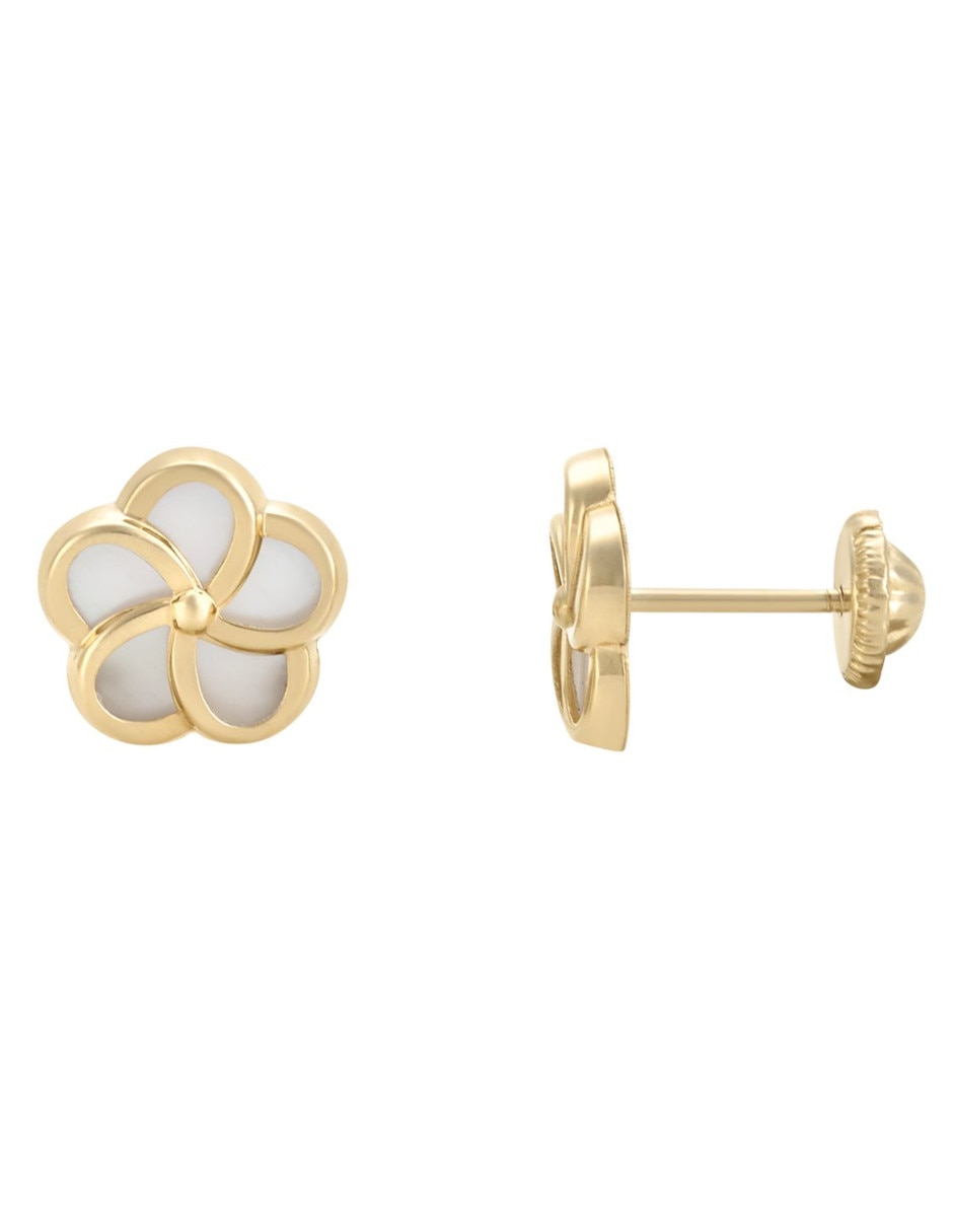 Broqueles de flor de oro 14 K 3