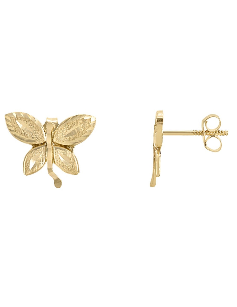 Broqueles de mariposa de oro 14 K 3