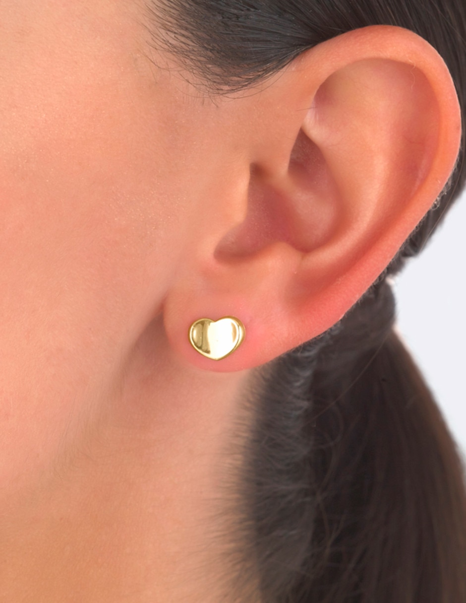 Broqueles de corazón de oro 14 K 2