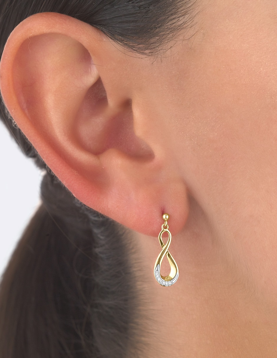 Broqueles de infinito de oro 14 K diamante 2
