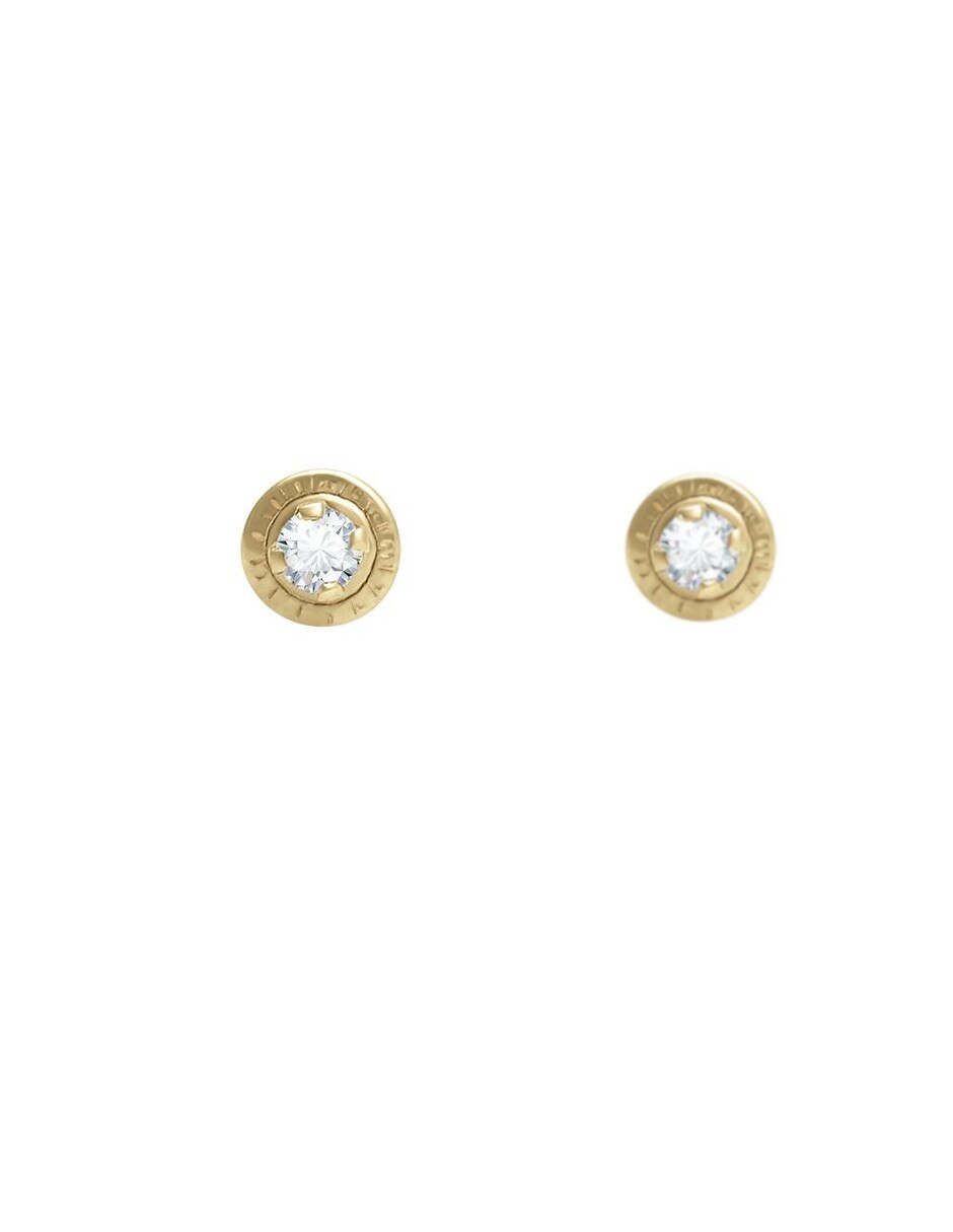 Broqueles circulares de oro 14 K con acabado brillante diamante 2