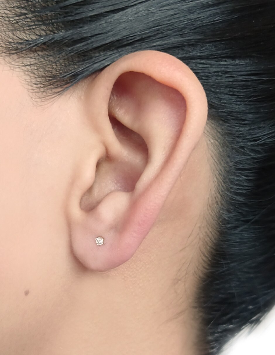 Broqueles circulares de oro 14 K con acabado brillante diamante 3