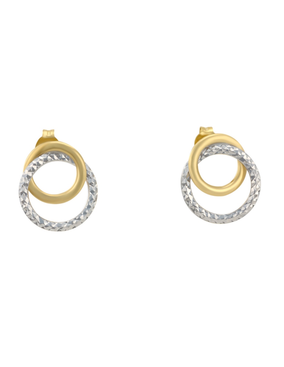 Broqueles circulares de oro 14 K con acabado texturizado 1
