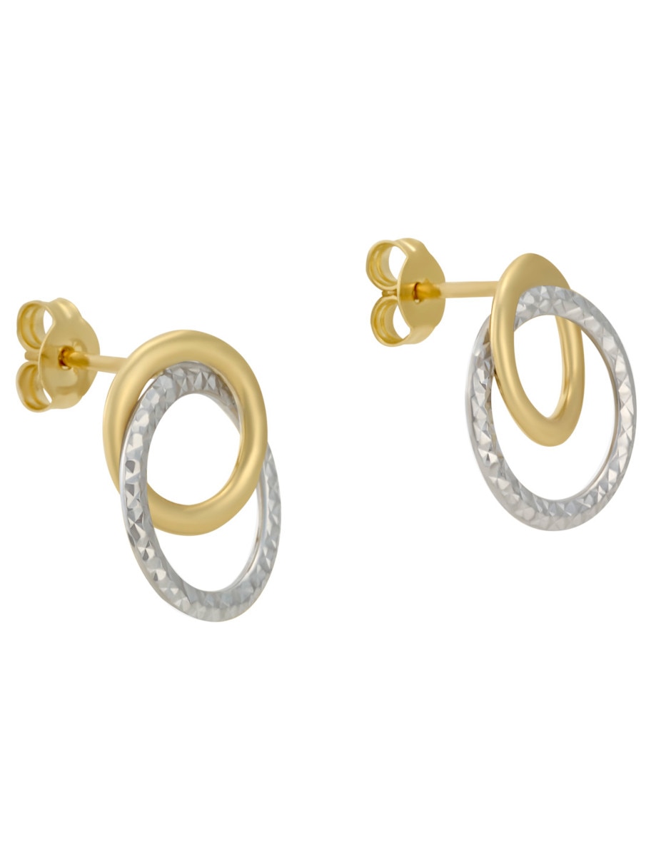 Broqueles circulares de oro 14 K con acabado texturizado 3