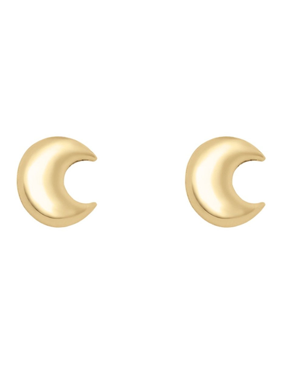 Broqueles de luna de oro 14 K con acabado brillante 1