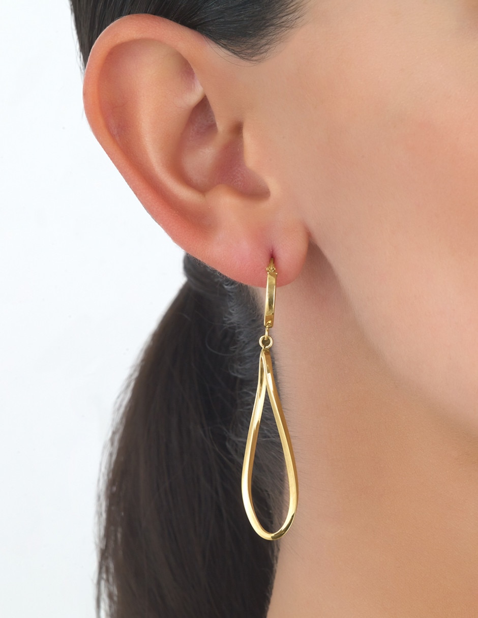 Aretes circulares de oro 14 K con acabado liso 2