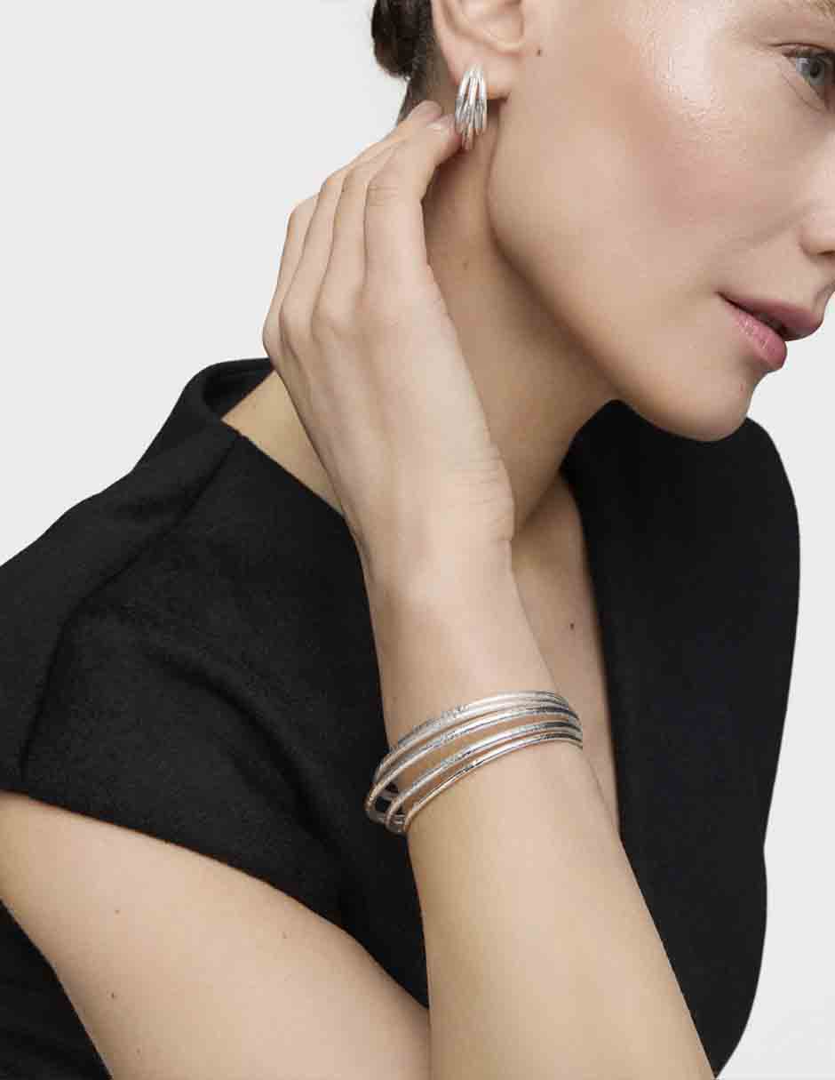 Brazalete de plata P 925 Duna acabado liso 4