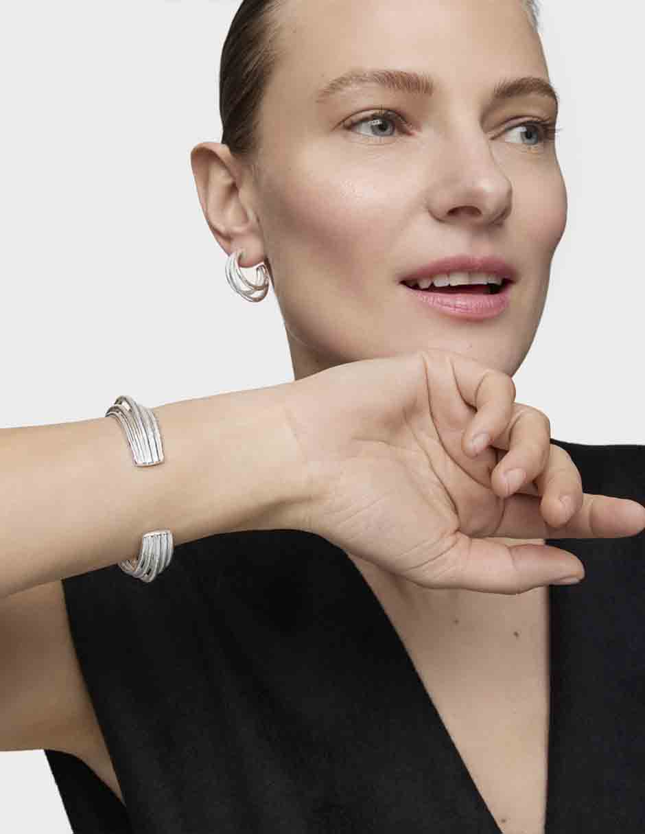 Brazalete de plata P 925 Duna acabado liso 5
