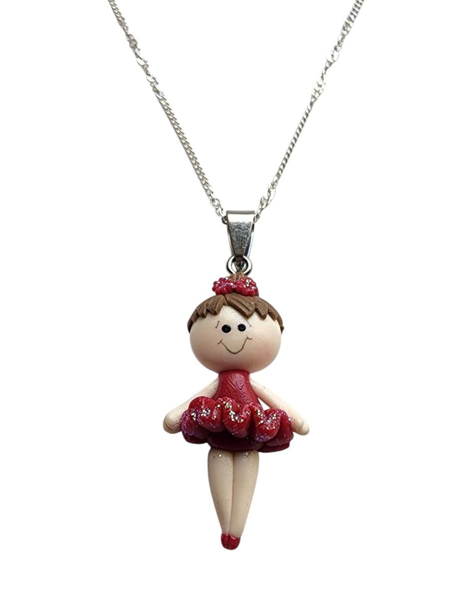 Collar con dije niña Bailarinas de plata P 925 Collar con dije niña Bailarinas de plata P 925