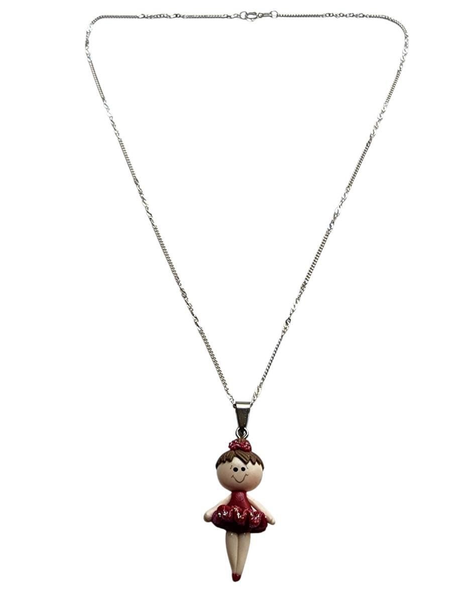 Collar con dije niña Bailarinas de plata P 925 2