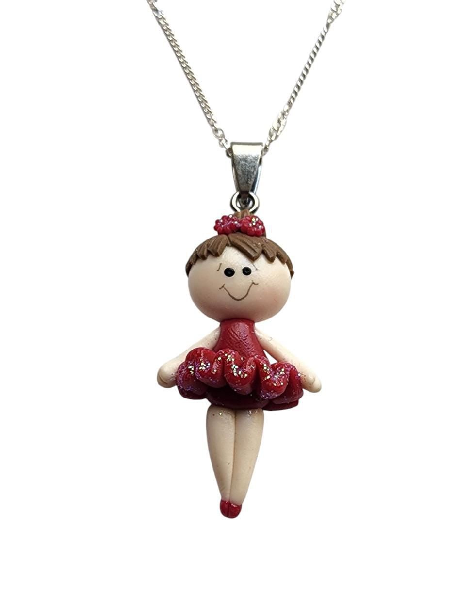 Collar con dije niña Bailarinas de plata P 925 3