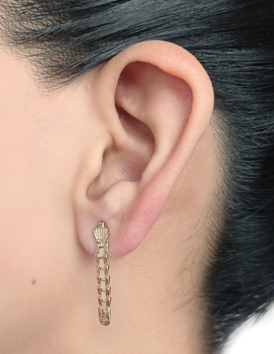 Aretes de eslabón de oro 14 K 2
