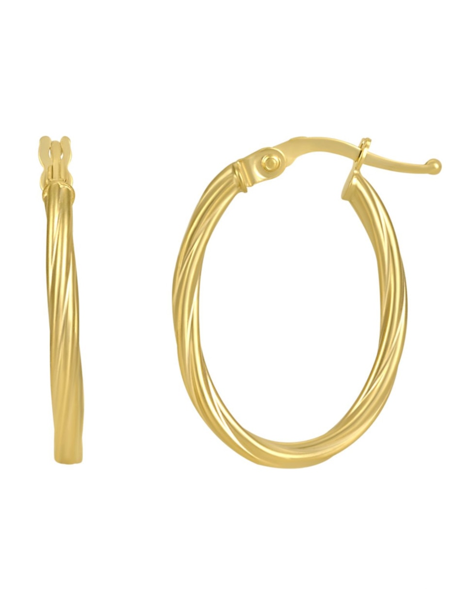 Arracadas ovaladas de oro 14 K con acabado brillante
