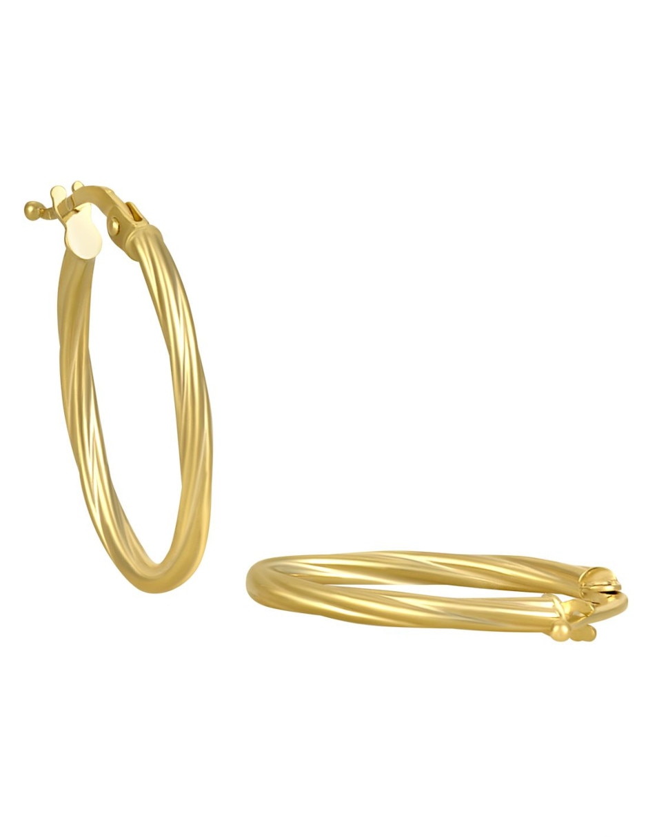 Arracadas ovaladas de oro 14 K con acabado brillante 3