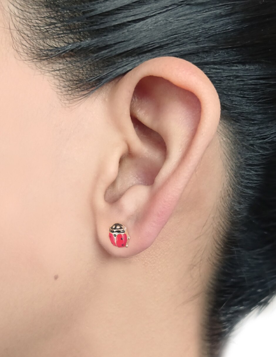 Broqueles de catarina de oro 14 K 2