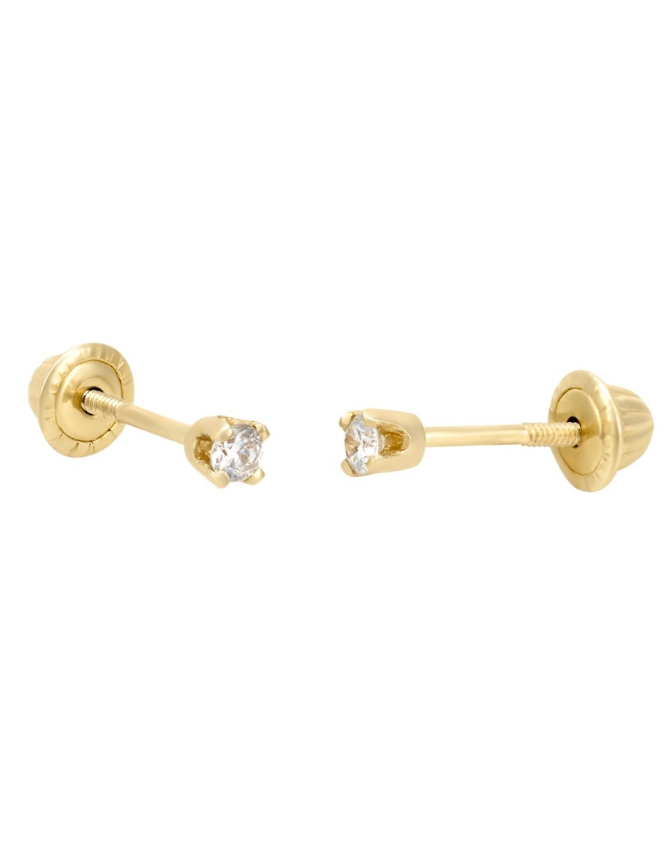 Broqueles circulares de oro 14 K con acabado brillante diamante Broqueles circulares de oro 14 K con acabado brillante diamante