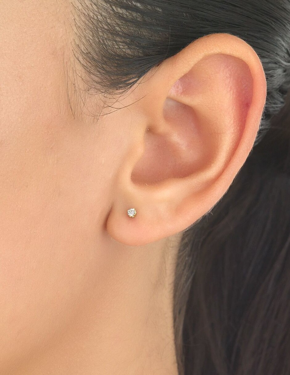 Broqueles circulares de oro 14 K con acabado brillante diamante 2