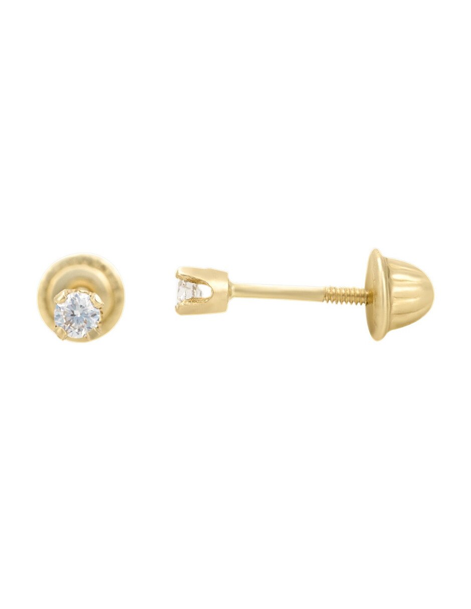 Broqueles circulares de oro 14 K con acabado brillante diamante 3