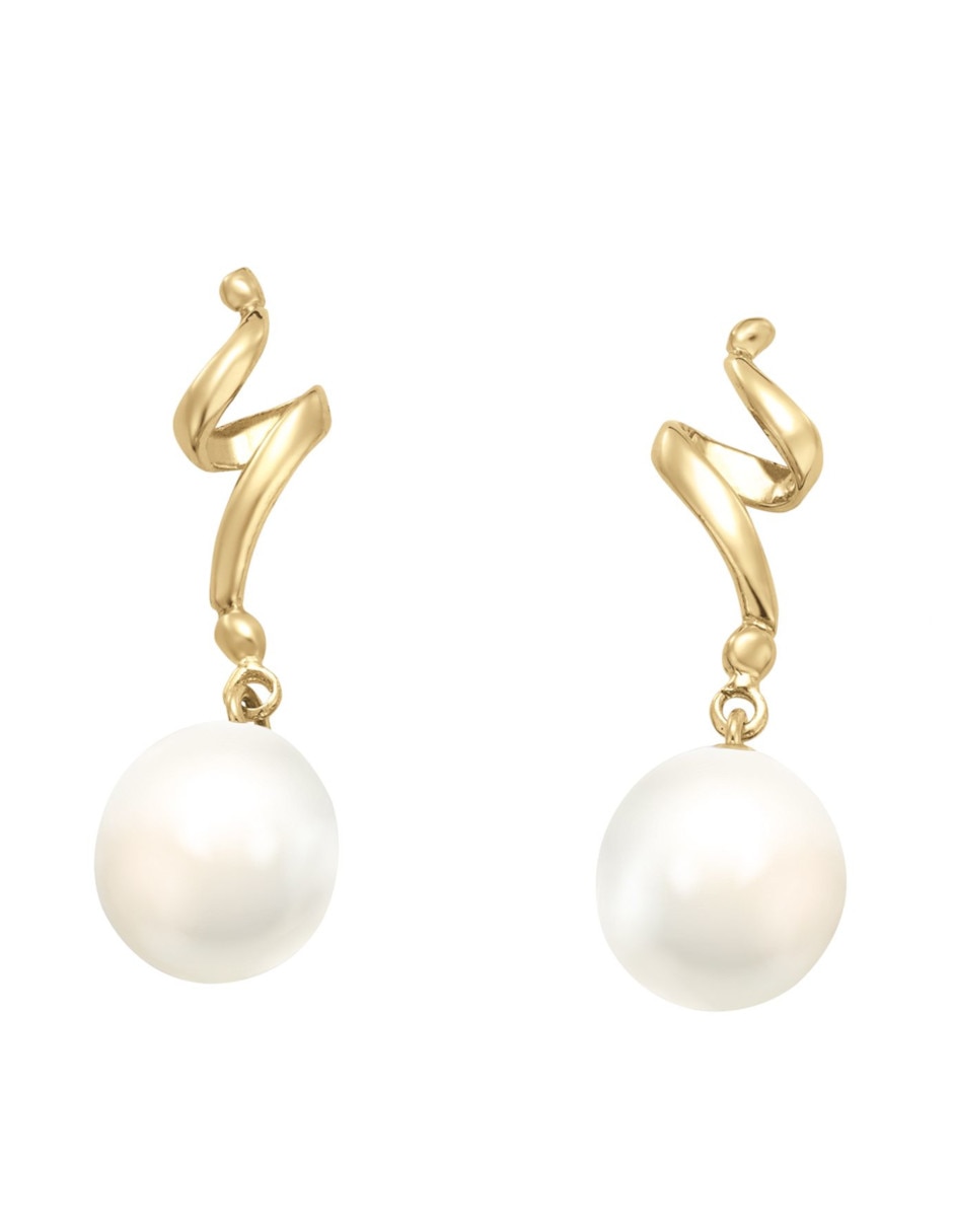 Aretes de oro 14 K con acabado brillante perla Aretes de oro 14 K con acabado brillante perla