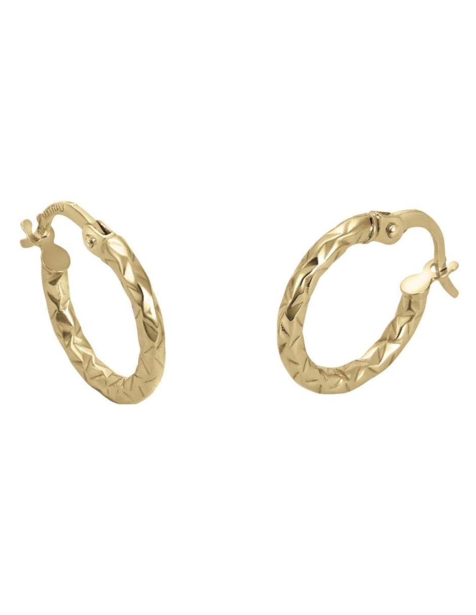 Arracadas de oro 14 K con acabado diamantado