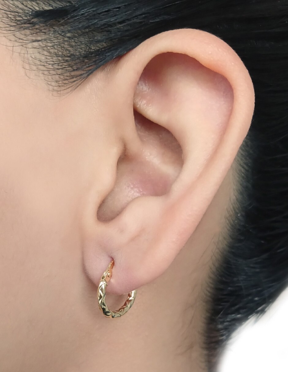 Arracadas de oro 14 K con acabado diamantado 2